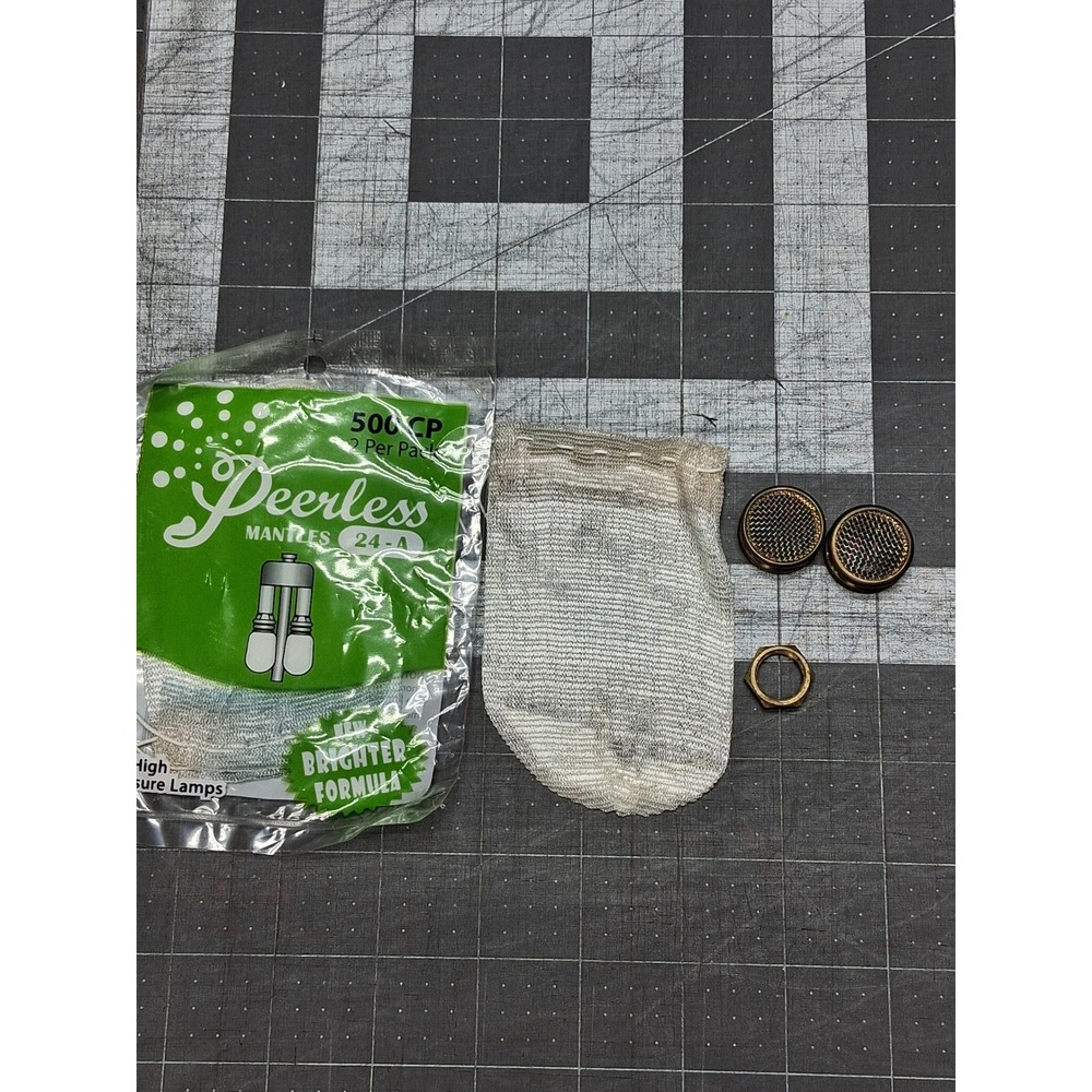 Peerless Lantern Mantles 24A 500 CP and Brass Screen Parts Set
